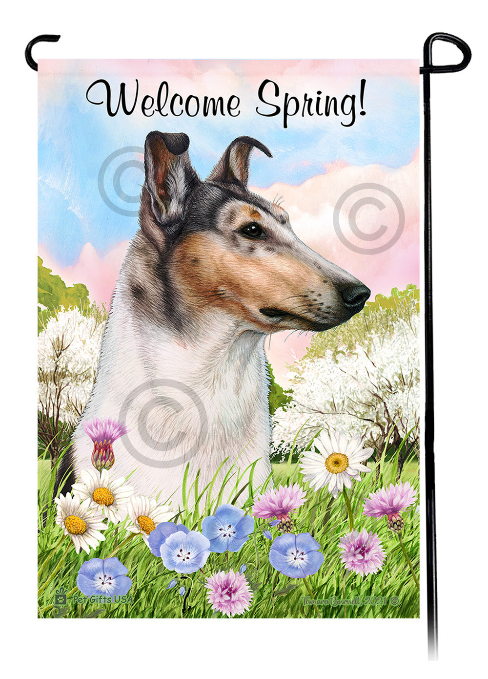 Smooth Collie Welcome Spring Garden Flags