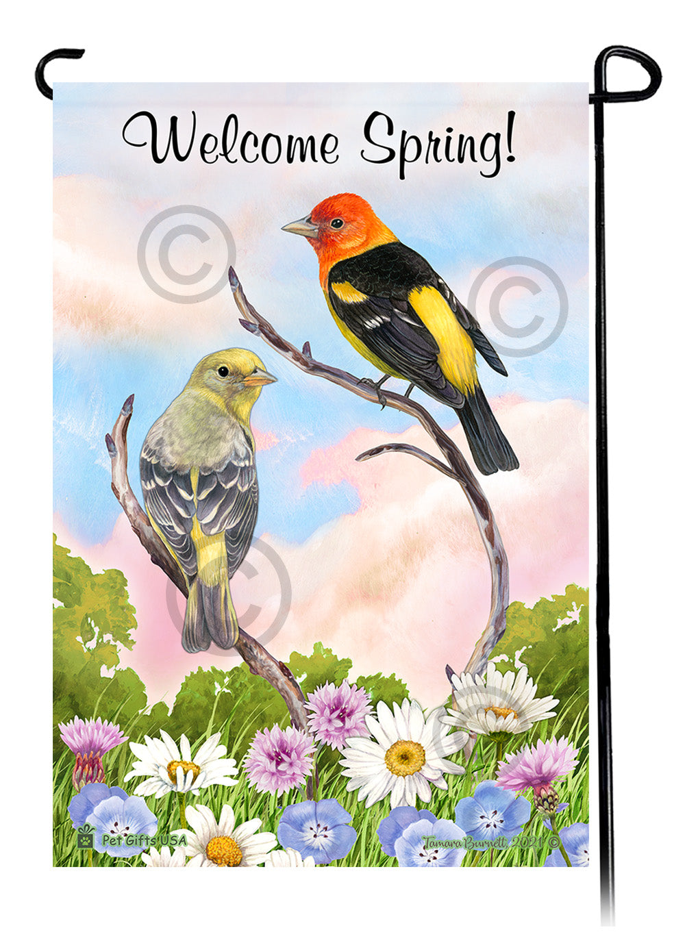 Western Tanager Welcome Spring Garden Flags