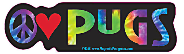 Pug Yippie Hippie Bumper Sticker