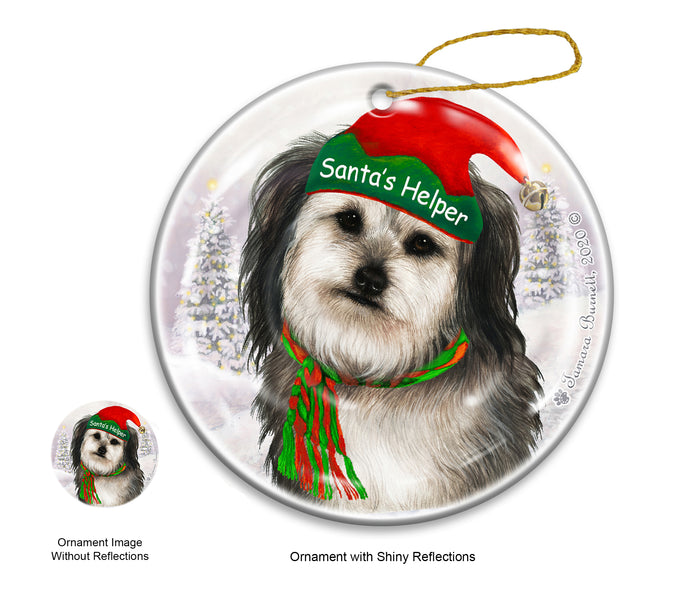 Yorkipoo Silver - Santa's Helper Ornament