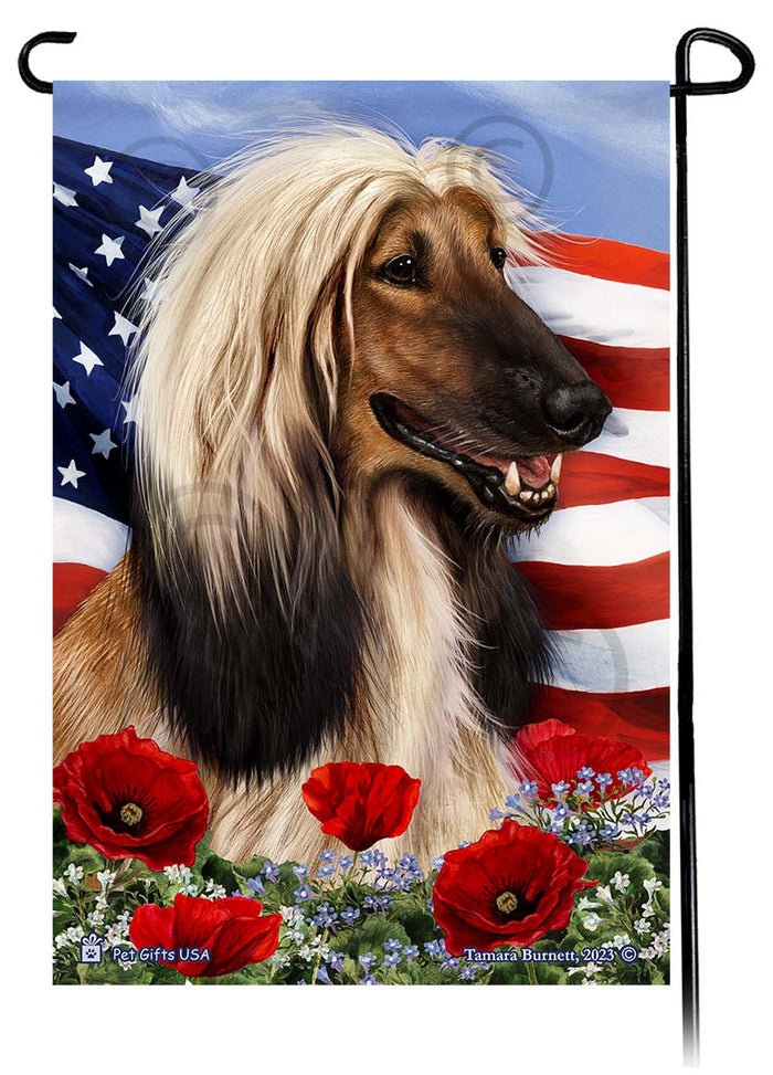 Afghan Hound Patriotic Flowers Garden Flags