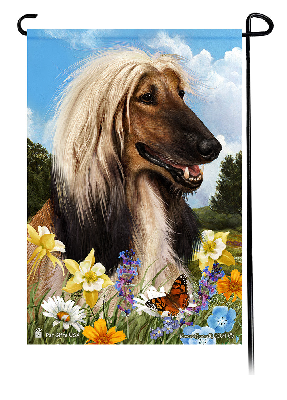 Afghan Hound Summer Flowers Garden Flags