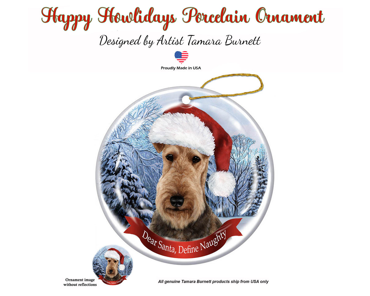 Airedale - Dear Santa, Define Naughty Christmas Ornament
