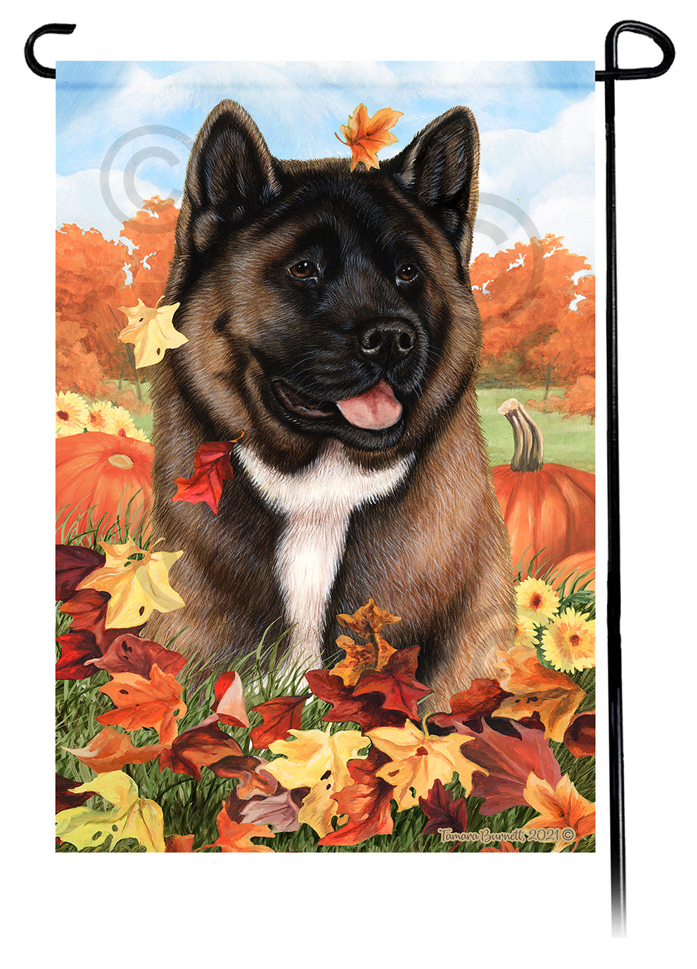 Akita Falling Leaves Garden Flags