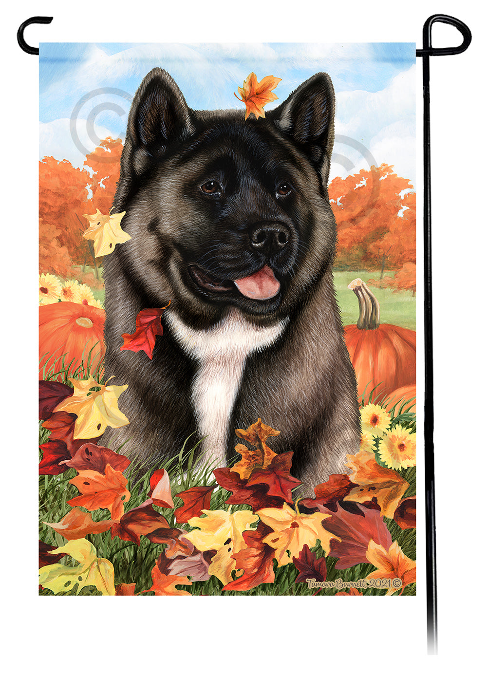Akita Falling Leaves - Garden Flag