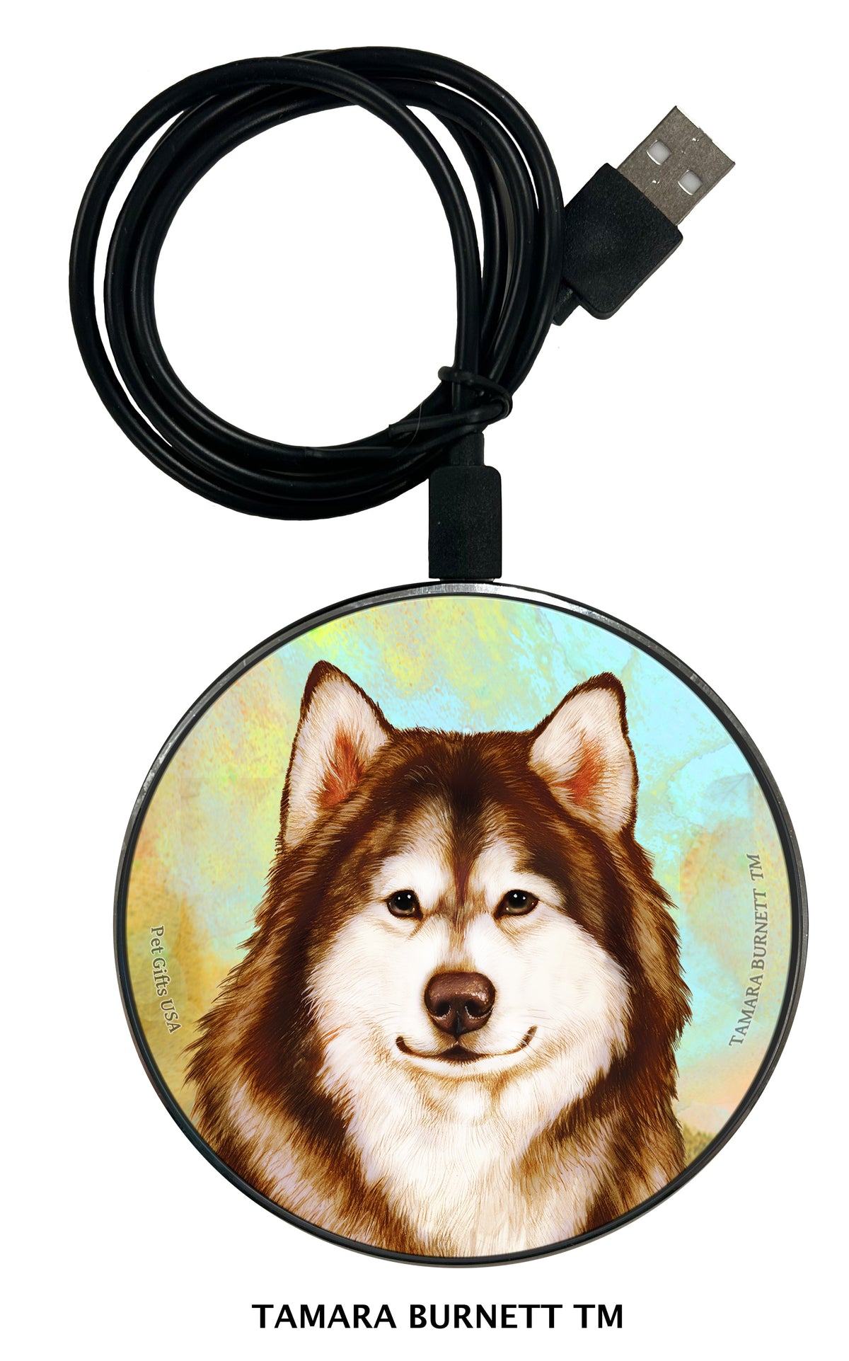 Alaskan Malamute Red and White Zoomies Wireless Charger