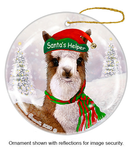 Alpaca Brown and White Ornament