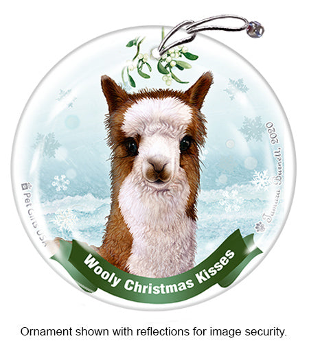 Alpaca Brown and White Ornament