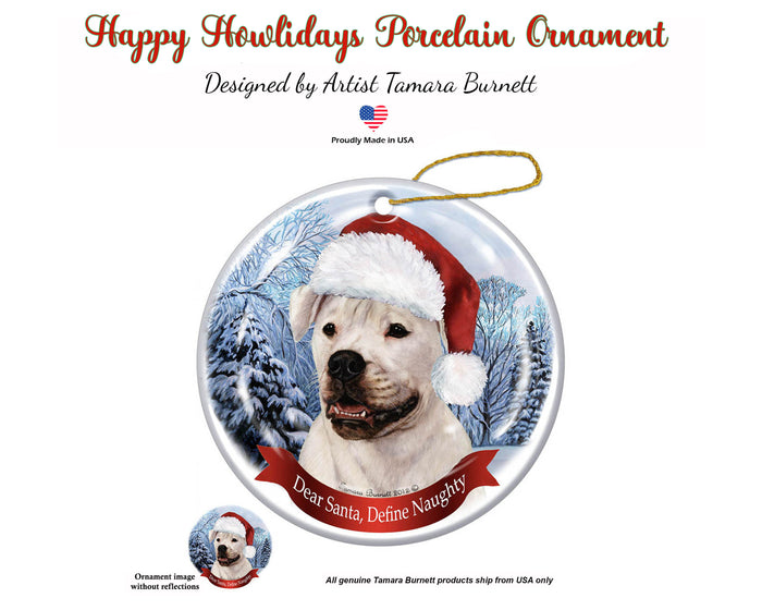 American Bulldog - Dear Santa, Define Naughty Christmas Ornament