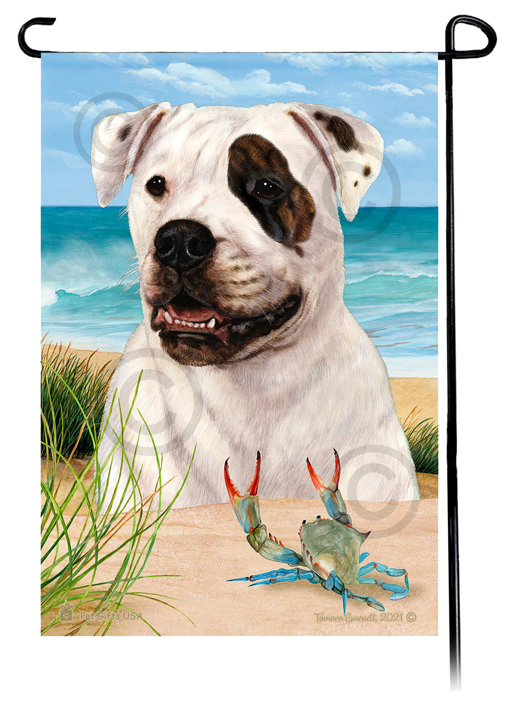 American Bulldog Summer Flowers Garden Flag
