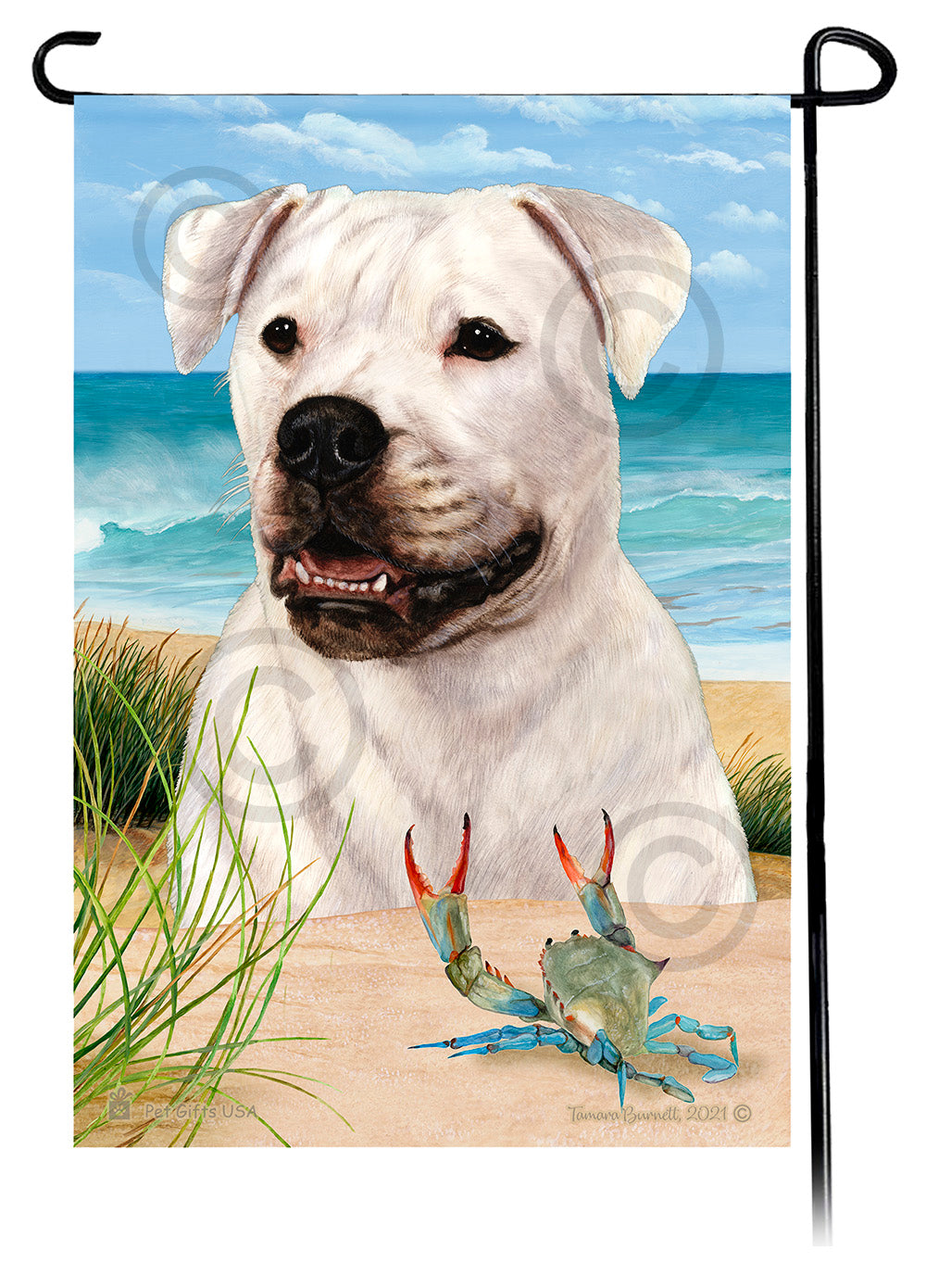 American Bulldog Summer Flowers Garden Flag