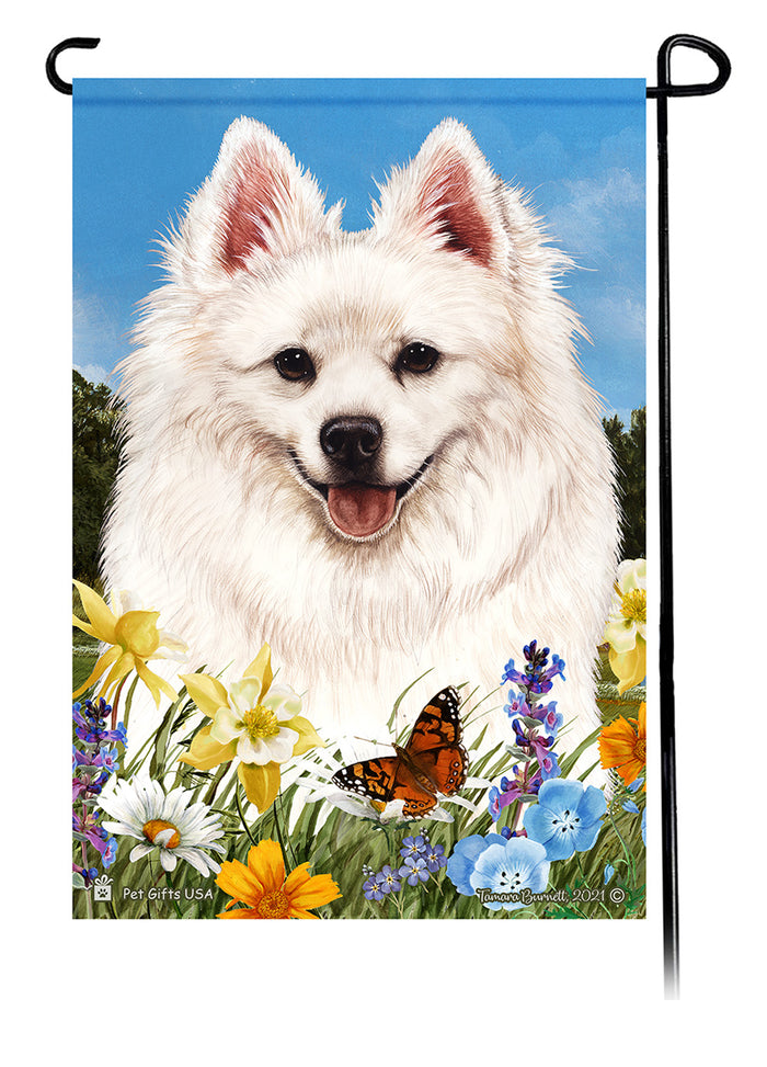 American Eskimo Summer Flowers Garden Flags