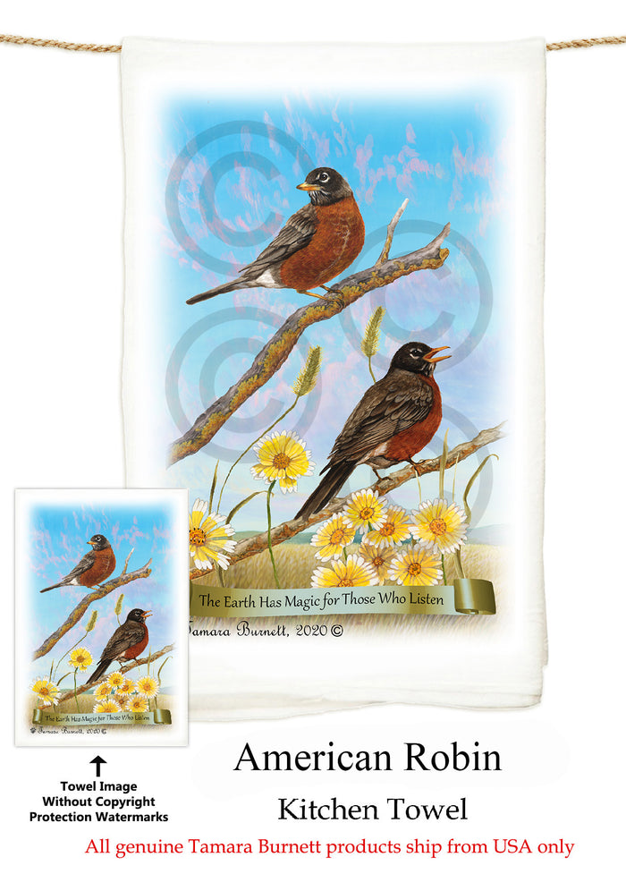 American Robin Flour Sack Towel