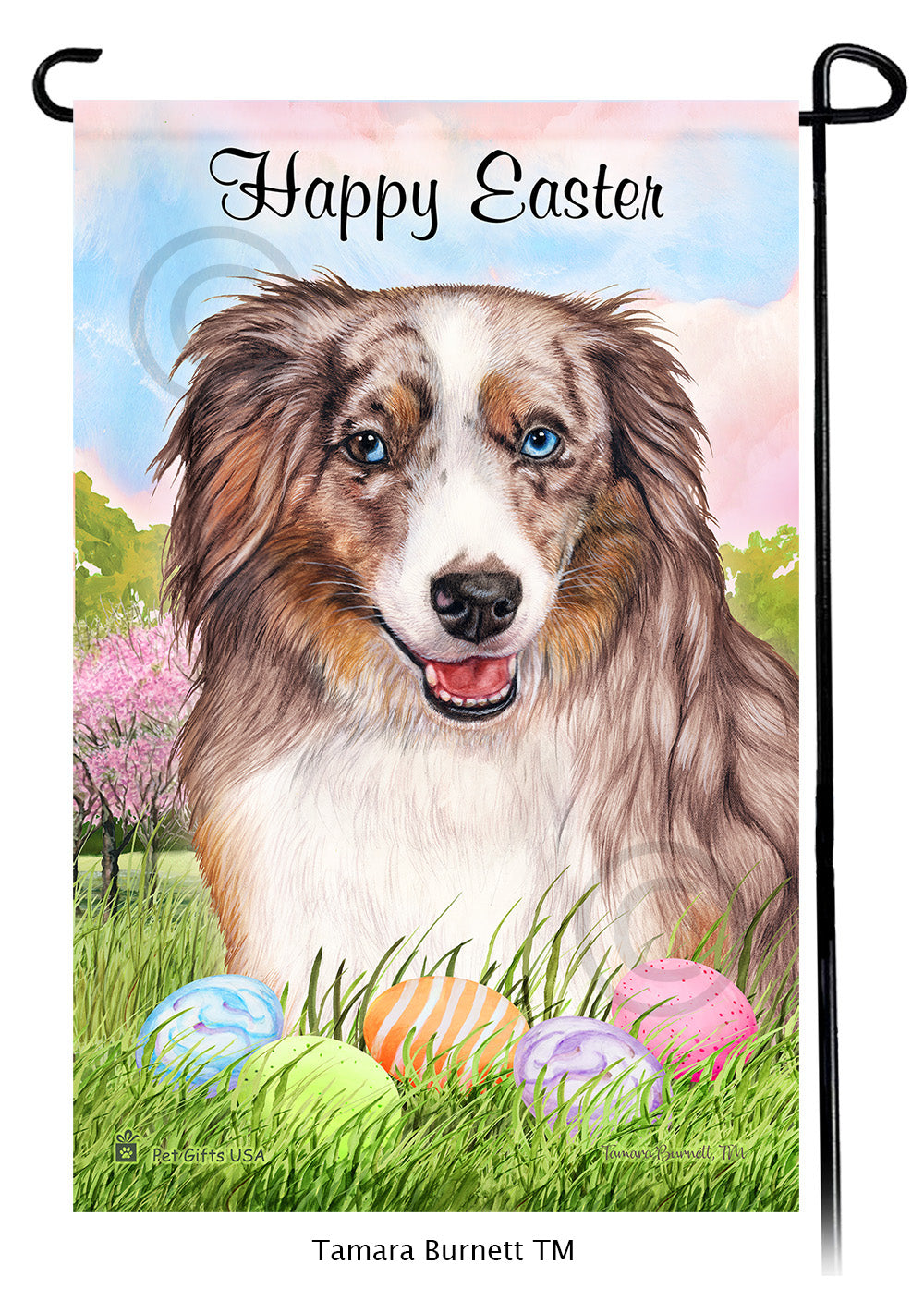 American Shepherd Happy Easter - Garden Flag