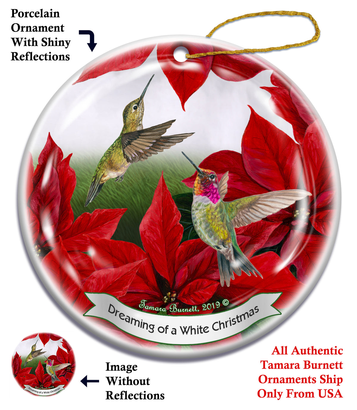 Anna's Hummingbird - Dreaming Of A White Christmas Ornament
