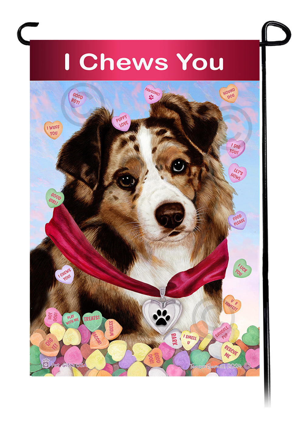 Australian Shepherd Valentine Sweetheart - Garden Flag