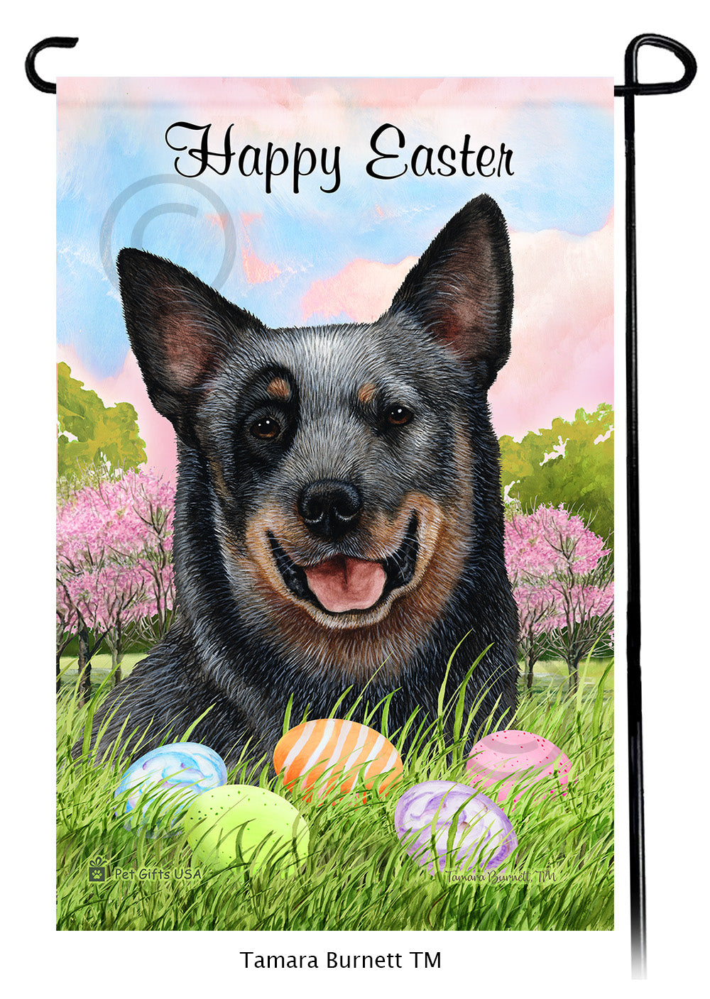 Australian Cattle Dog Happy Easter Garden Flags