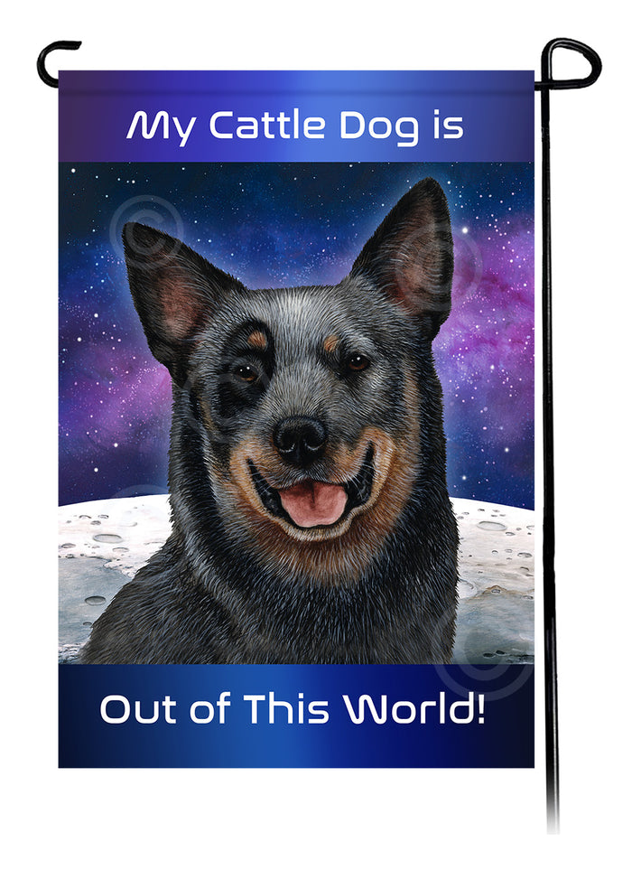 Australian Cattle Dog Out Of This World Garden Flags