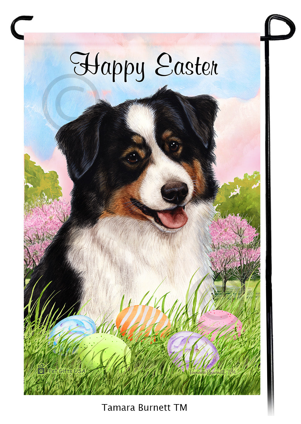 Australian Shepherd Happy Easter - Garden Flag