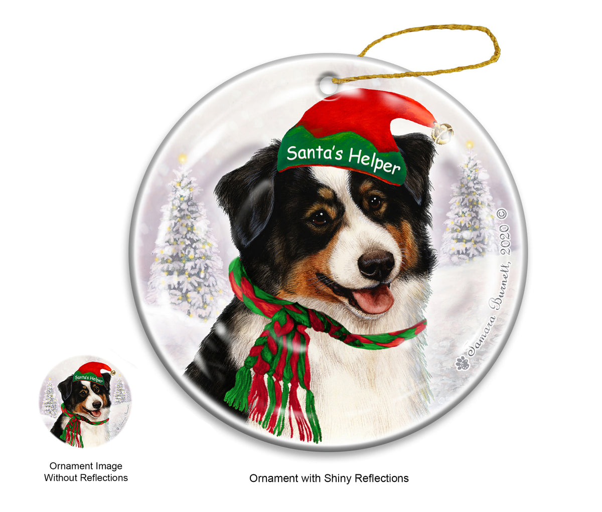 Australian Shepherd Black Tri Ornament