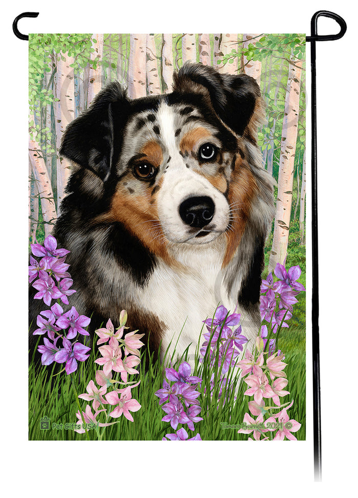 Australian Shepherd Spring Flowers Garden Flags