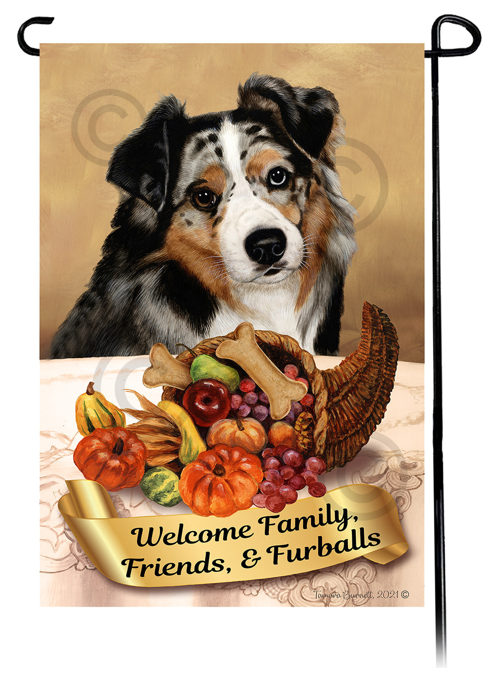 Australian Shepherd Thanksgiving Garden Flags