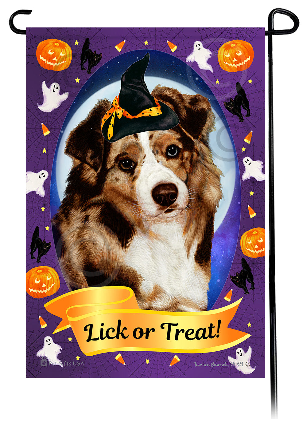 Australian Shepherd Halloween Howls - Garden Flag