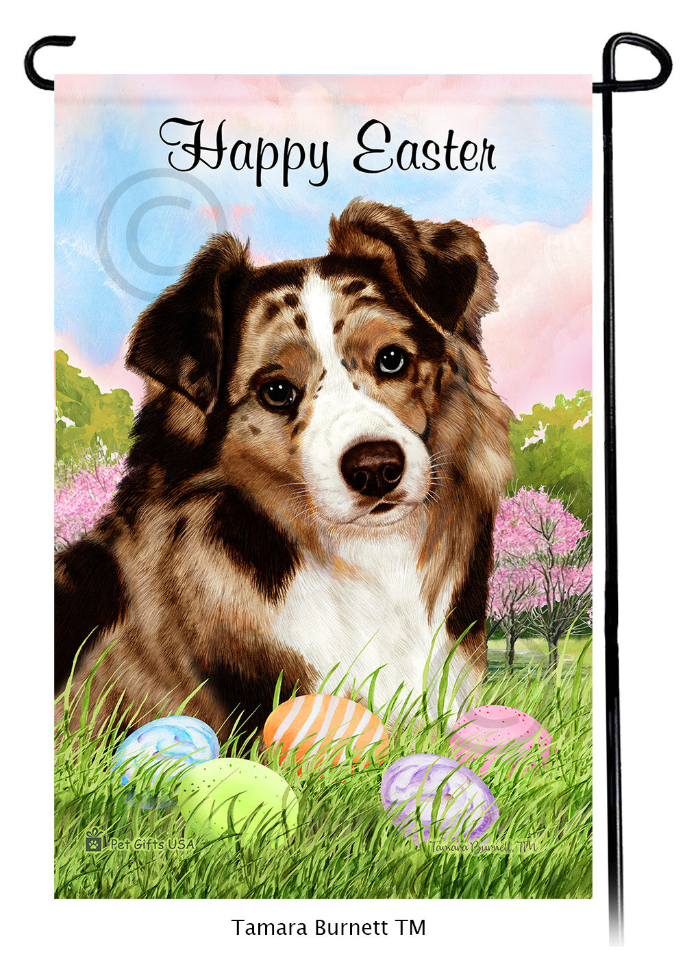 Australian Shepherd Happy Easter - Garden Flag