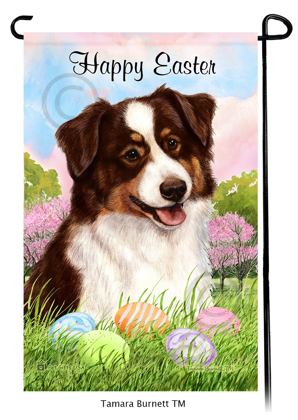 Australian Shepherd Happy Easter - Garden Flag