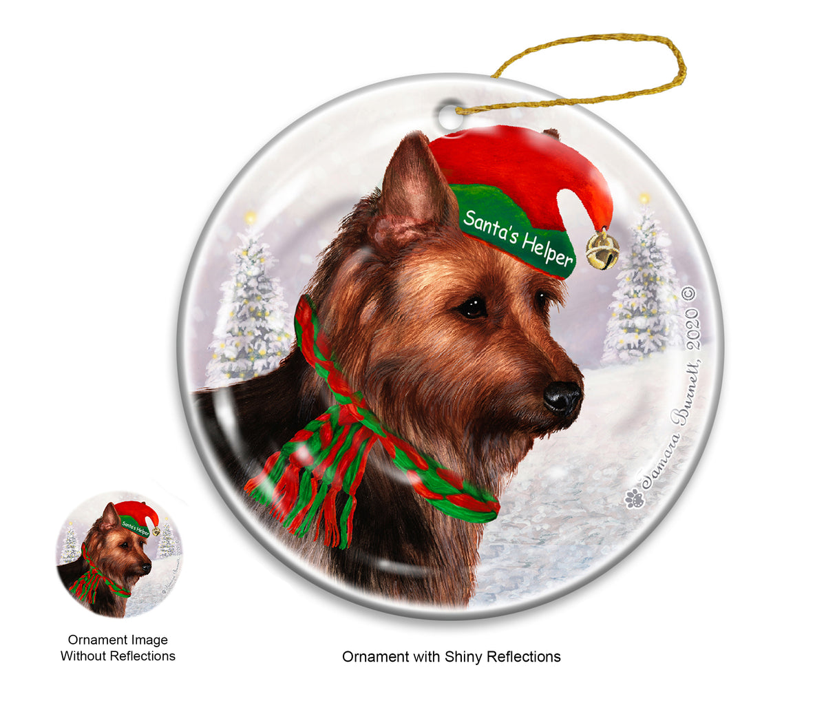 Australian Terrier - Santa's Helper Ornament