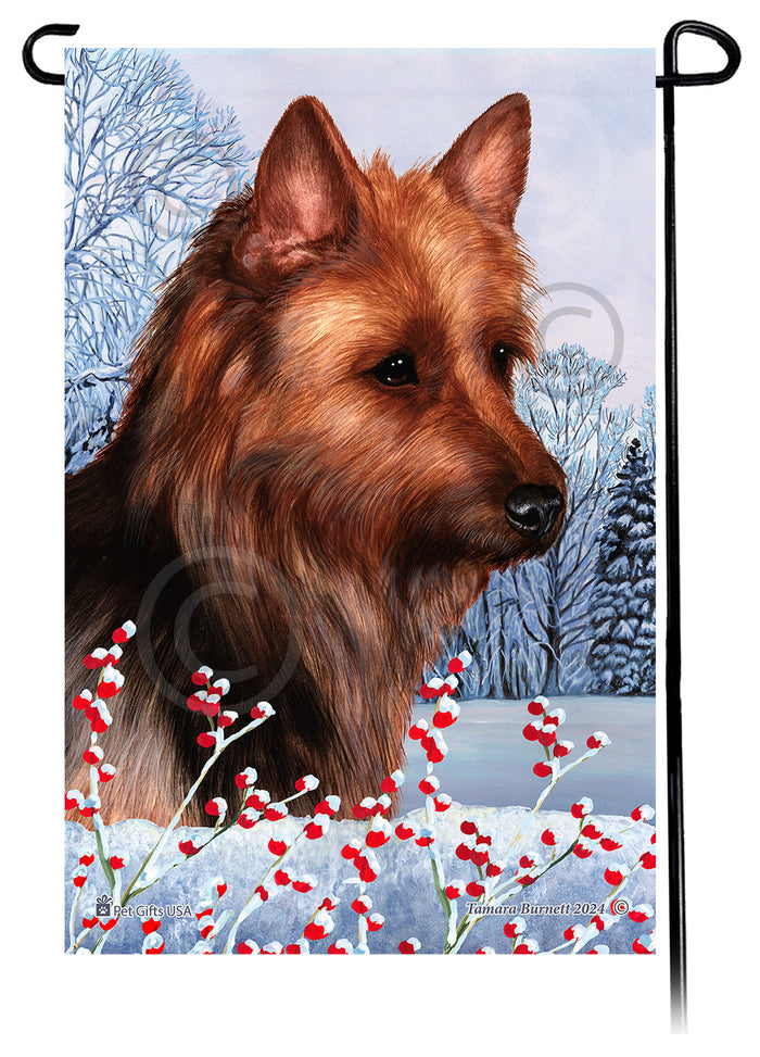 Australian Terrier Winterberries Garden Flags