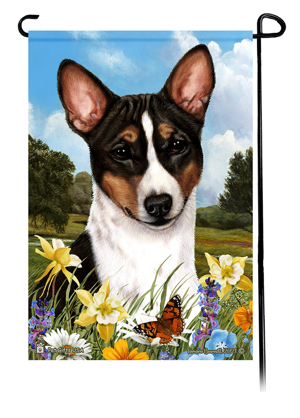 Basenji Summer Flowers - Garden Flag