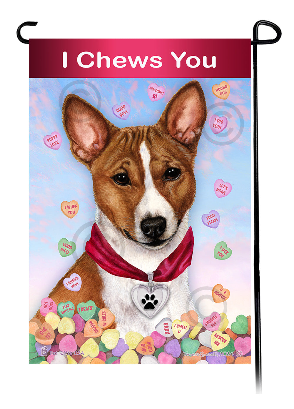 Basenji Valentine Sweetheart - Garden Flag