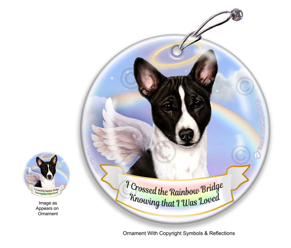 Basenji Black and White Ornament