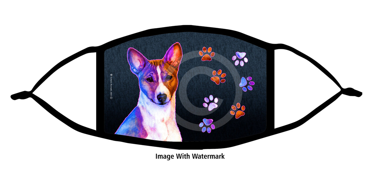 Basenji Red and White Face Mask