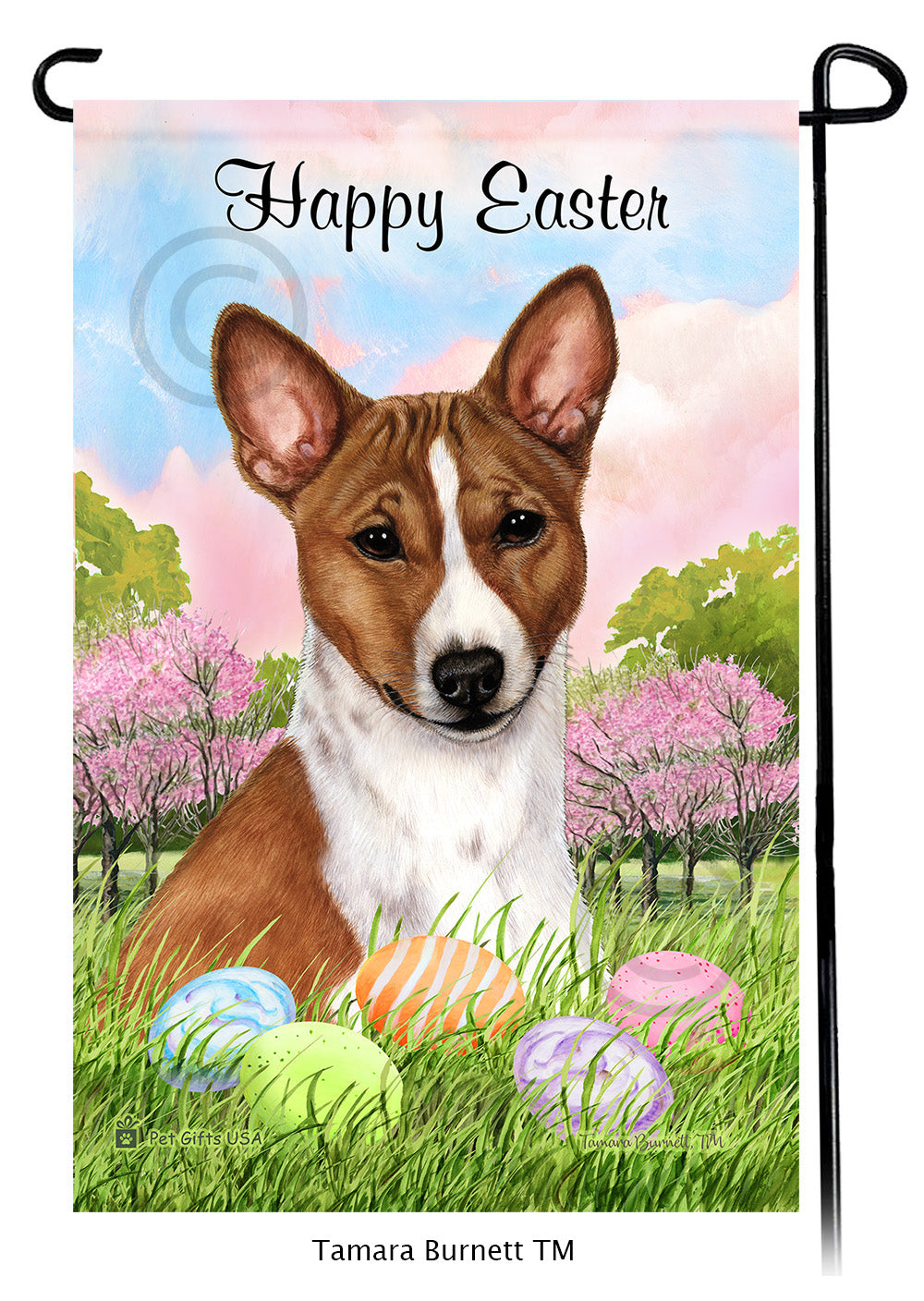Basenji Happy Easter - Garden Flag
