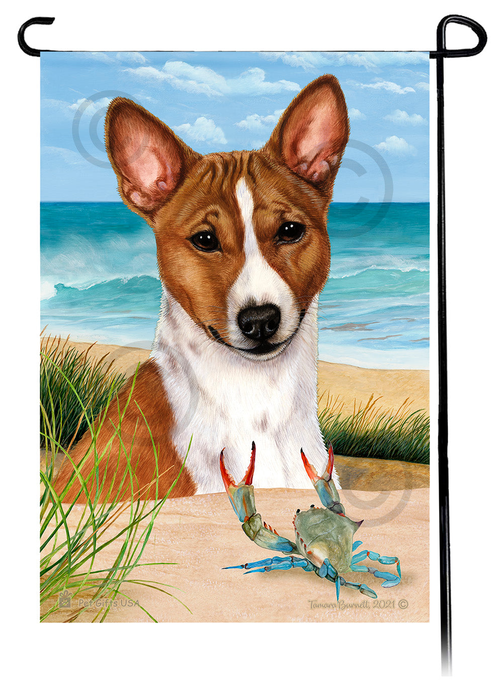 Basenji Summer Flowers Garden Flag