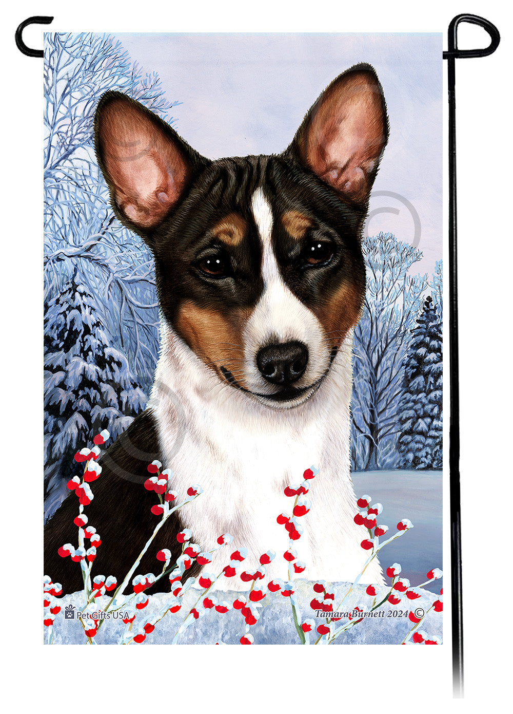 Basenji Winterberries - Garden Flag