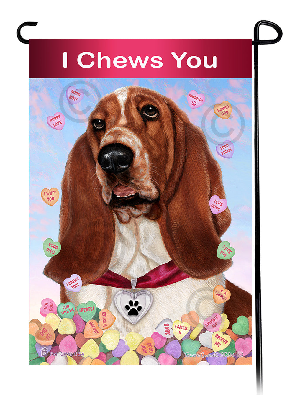Basset Hound Valentine Sweetheart - Garden Flag