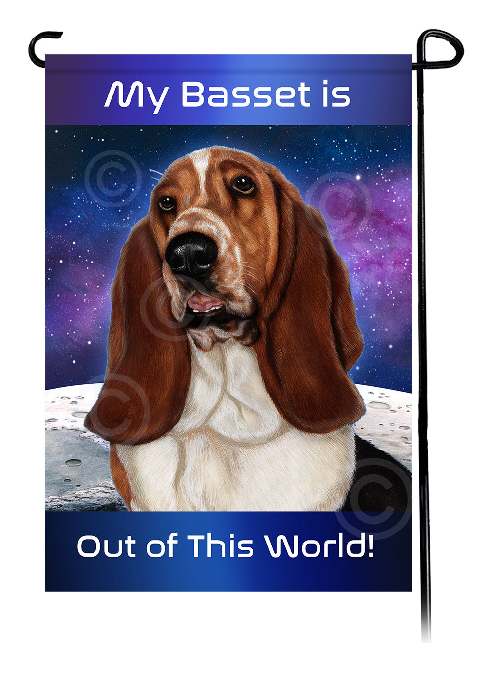 Basset Hound Out Of This World Garden Flags