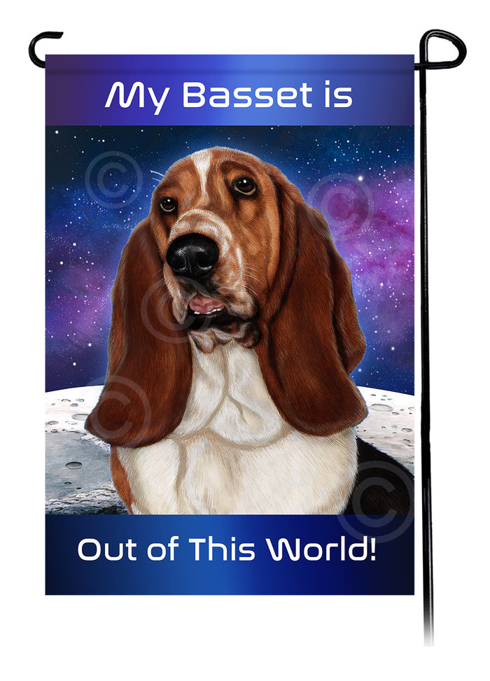 Basset Hound Out Of This World Garden Flags