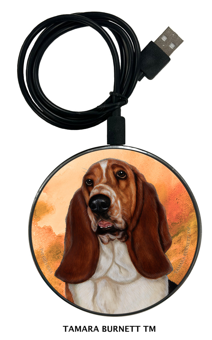 Basset Hound Brown and White Zoomies Wireless Charger