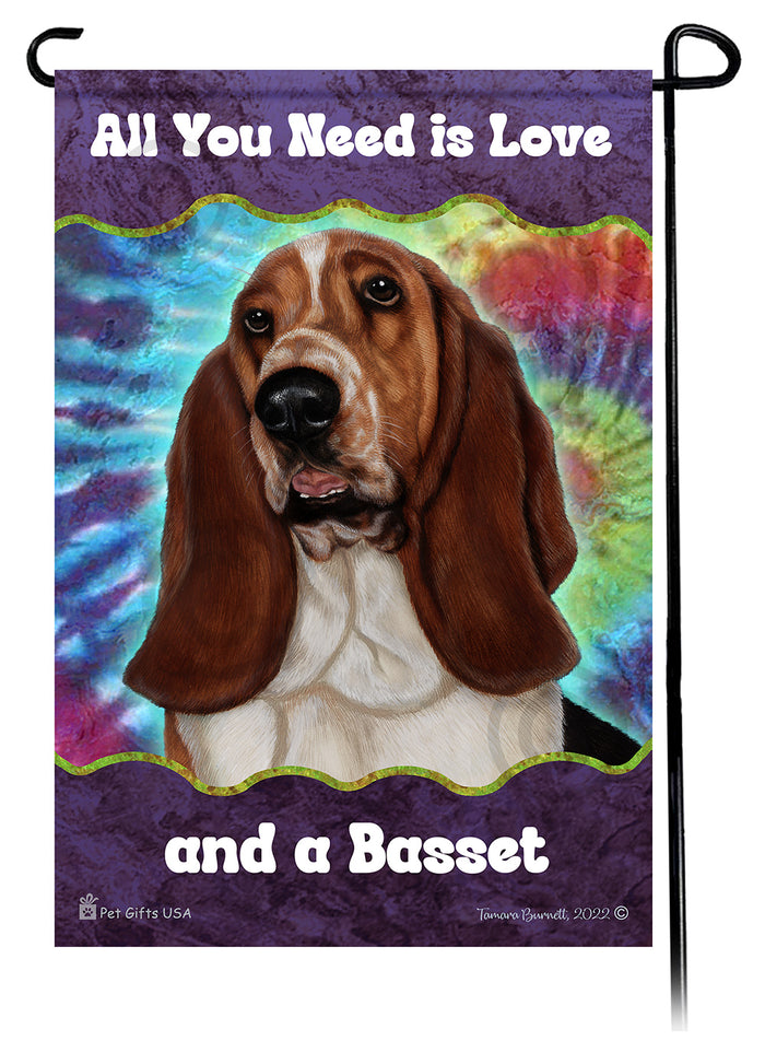 Basset Hound All You Need Is Love Garden Flags