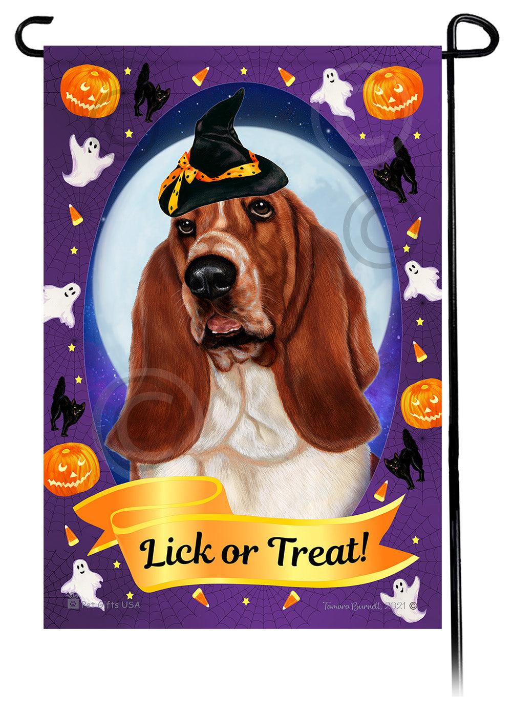 Basset Hound Halloween Howls - Garden Flag