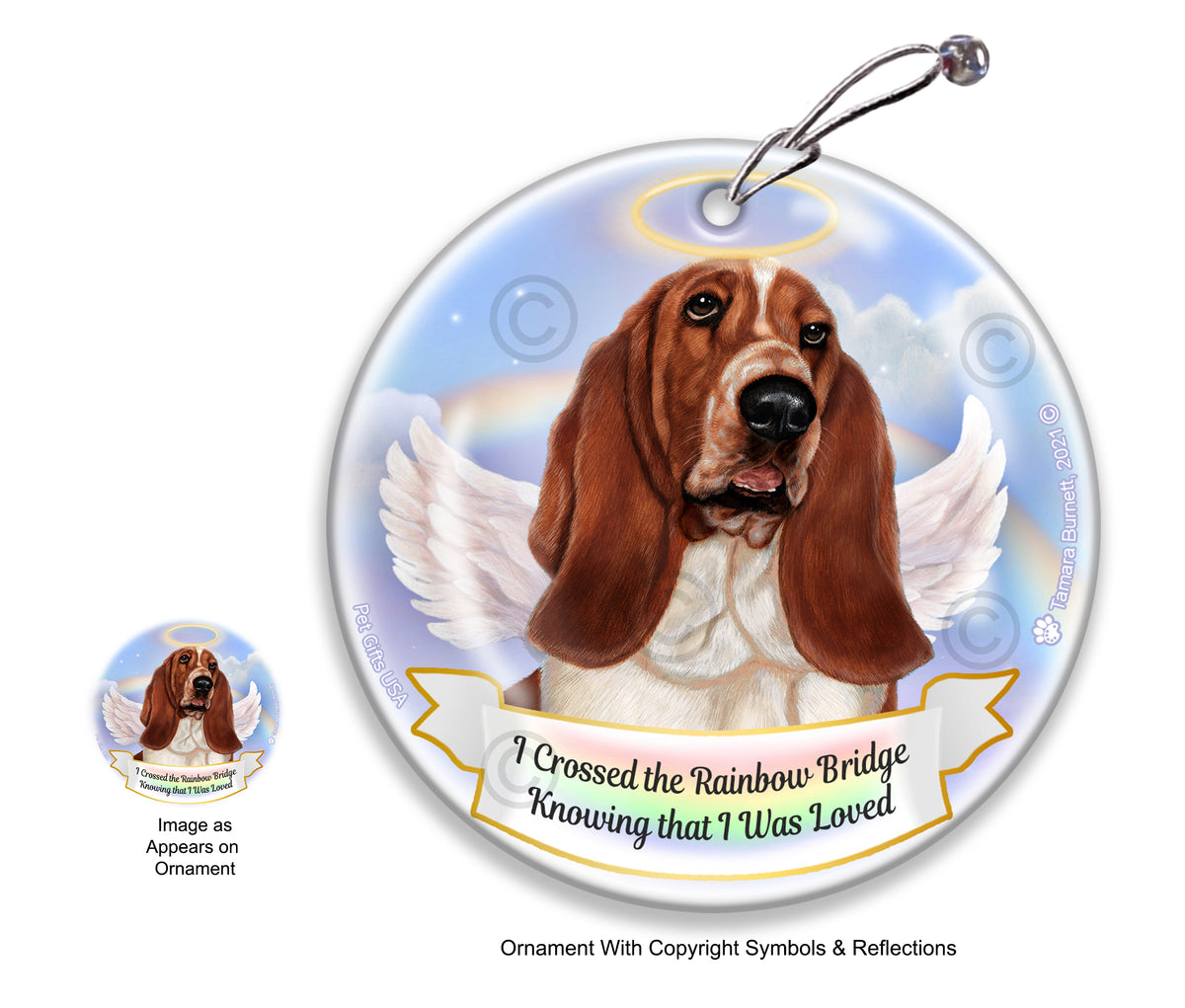 Basset Red and White Ornament