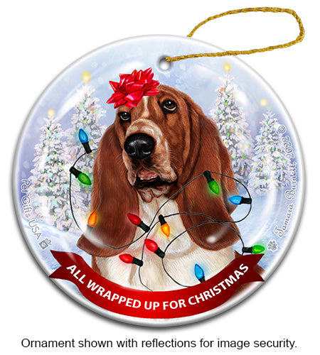 Basset Red and White Ornament