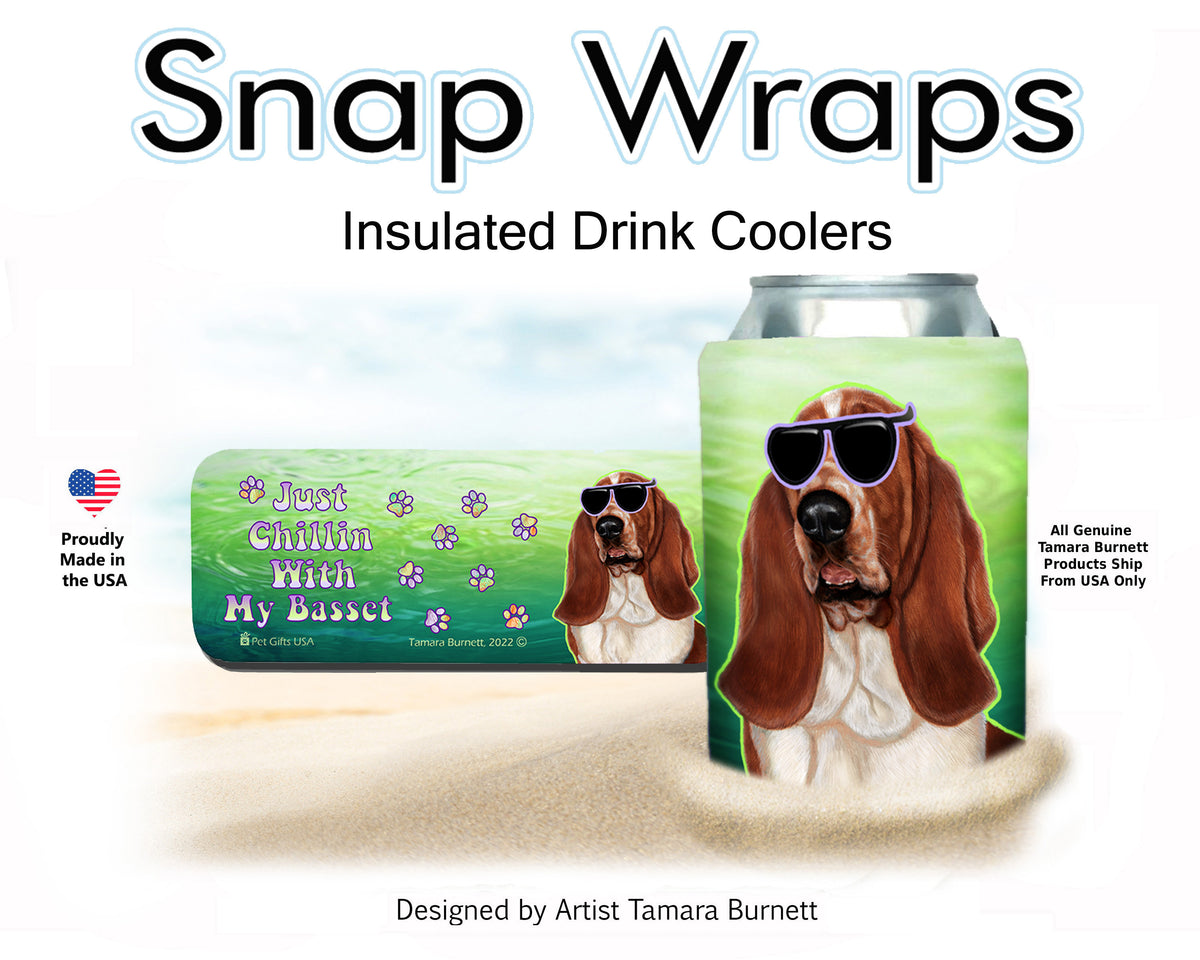 Basset Hound Red and White Snap Wrap Cozy