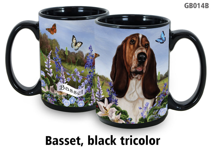 Basset Hound Tri-Color - Garden Party Fun Mug 15 oz