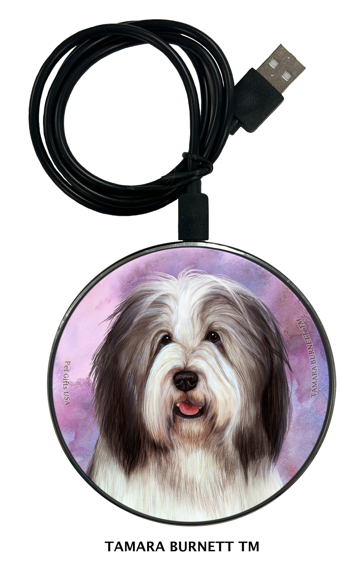 Bearded Collie Gray and White Zoomies Wireless Charger