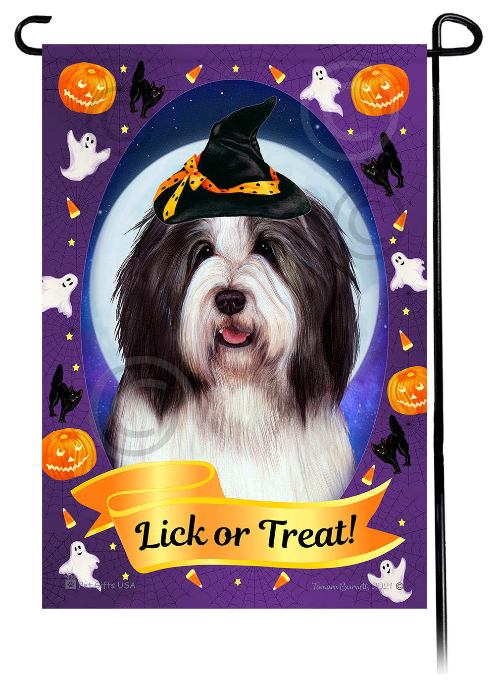 Bearded Collie Halloween Howls Garden Flags